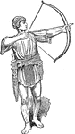 A bowman. Also the symbol for the zodiac sign Sagittarius.