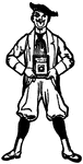 A German illustrated man holding a camera.