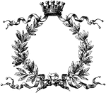 A wreath with a crown on top.
