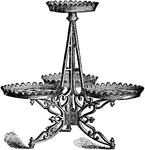 An iron stand used to hold decorative flowers.