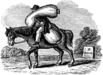 "The horse moves very slow - he hangs his head, / He's traveled long till he's quite wearied. / The rider, thinking to relieve his nag, / On his own shoulders puts a heavy bad. / Short-sighted reasoner, who thinks, of course, / That such a change must greatly help the horse."&mdash;Barber, 1857
