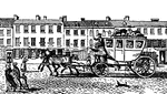 A stagecoach used during the eighteenth century.