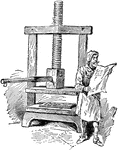 "A printing-press of the time of Gutenberg."