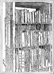 "The case shown is preserved in the Chapter Library, Hertford, England. In some libraries this practice of chaining the books was kept up even in the eighteenth century."—Myers, 1905