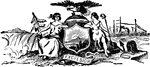 The seal of colonial New York, which was claimed by the British in 1664.