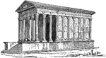 "The best preserved of Roman temples. Located at Nimes in southern France, where it is known as La Maison Carree ("the square house"). The structure is now used as a museum of antiquities."—Webster, 1913