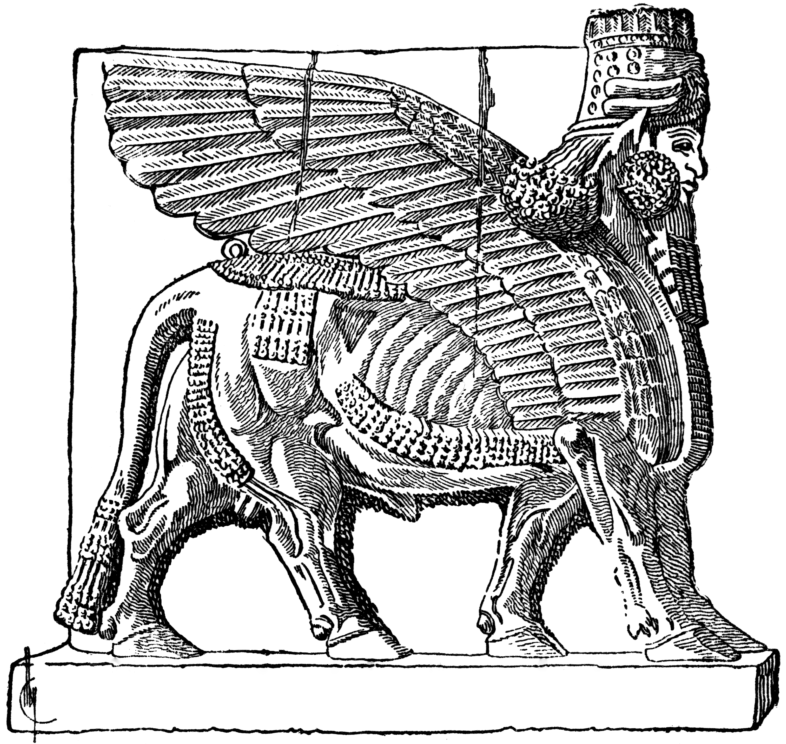 Ассирийский крылатый бык вектор