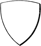 A curvy bouche heraldic shield with a base division.