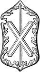 "Example of shield, from the Abbey Church of St. Alban."&mdash;Aveling, 1891