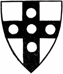 An example of a heraldic shield with roundels.