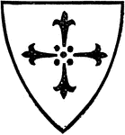 A heraldic shield with a charge of a cross with four ermine spots.