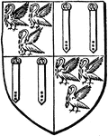 The heraldic shield of the family of Pelham, after its augmentation.