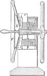 This corn sheller design allowed corn to dropped to a hopper which was then carried using the rotational energy of the sheller wheel until the cob stroked the guard.