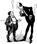 A cartoon of two gentlemen smoking cigarettes.