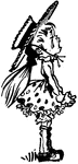 A cartoon of a crying girl wearing a hat and a dress.