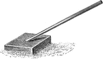 A turf beater is used to spread fine, light soil. The tool is made with a flattened head.