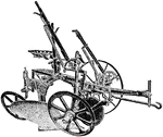 The framless riding plow has no special framework and the wheels are attached directly to the beam.
