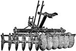 Illustrated is a common type of disc harrow. Also shown are bearings and a scraper.
