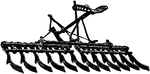 Illustrated is a curved knife harrow. It is also known as the Acme harrow or clod crusher. It destroys small weeds.