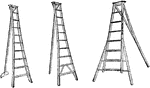 Illustrated are several types of step ladders. These are used for picking fruits from small trees.