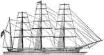 An image of a wind-powered sailboat. This sort of sailboat was developed in the 19th century for faster delivery of trade goods from one nation to another.