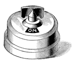 A typical lamp switch used in the twentieth century, with a cover. These lamp switches were widely used for general purposes, but were used especially often in conjunction with trolley cars.