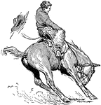 Image of a bucking bronco with a rider.