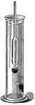 A hydrometer of constant weight. This device measures the specific gravity of liquids. The specific gravity is the ratio of the density of the liquid to the density of the water
