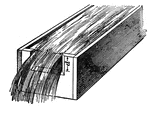 A weir is a rectangular orifice that is used to measure water discharge. In this example, the top of the weir is level with the top of the top of the box it is on.