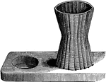The tea sieves are placed in a cylindrical basket that is slightly contracted in the middle.