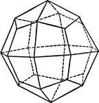 The planes of this form are similar to trapeziums. Because it has twenty-four sides, it is usually called the Icositetrahedron. Its solid angles are of three kinds: six tetrahedral at the ends of the principal axes; twelve tetrahedral at the ends of the digonal axes; ans eight trihedral at the ends of the trigonal axes. There are twenty-four octahedral and twenty-four cubic edges. Naumann's symbol for this form is m0m; Dana's is m-m.