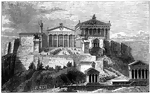 An image of the Acropolis, as it was, seated in Athens, Greece. The Acropolis is an ancient, famed citadel that rests on a rocky outcrop above the city of Athens, and is a part of the World Heritage List.