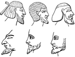 Eight styles of beards from ancient Egyptian paintings.
