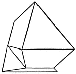 This figure shows a contact twin of Spinel, one of the three simplest isometric holohedrons according to the "spinel law".