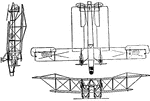 This illustration shows three different views of a Handley-Page Twin Liberty Motored Type O 400 Bomber.