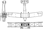 This illustration shows three different views of the Lawson Type C-1 Twin Liberty Motored Aerial Transport.