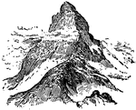 The highest point of a mountain, formed by convergent tectonic plate movement. Distinguishable from a peak in that the upper slopes are steep.