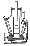 This illustration shows a double discharge mortar, used in a Stamp Mill.