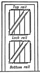 Framed and braced doors consist of of a frame of strengthened by a middle horizontal piece, or 'rail', and by diagonal braces, and filled up with narrow vertical boarding.