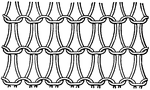 This illustration shows the arrangement of loops in an ordinary web made on a hand-frame.