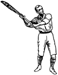 This illustration shows the proper position of an overhand shot in the sport of Lacrosse.