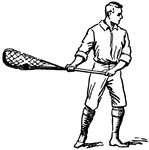 This illustration shows the act of passing a ball in Lacrosse.