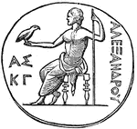 An image of Jupiter with the inscription <i>Alexandrou</i>, suggesting that Alexander the Great was worshipped as a deity in Ascalon.
