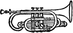A cornet, a treble wind instrument made of brass.