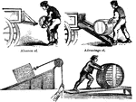 Examples of inclined planes, which is a tilted surface that objects can easily roll off of.
