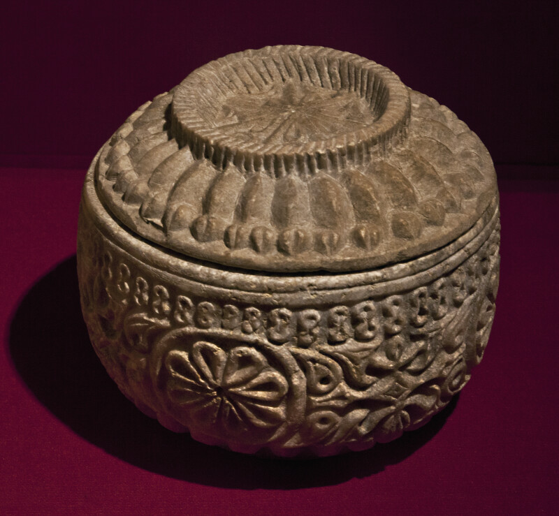 9th Century Marble Vessel with a Lid
