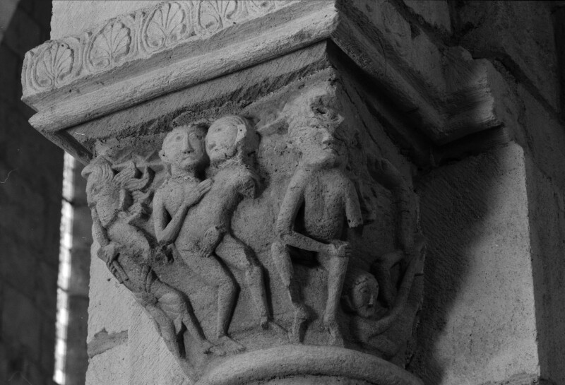 Anzy-le-Duc, Priory Church, Capital with Siamese Twins and Sciopod