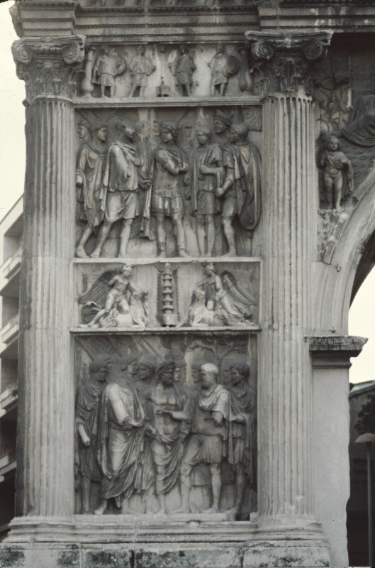 Arch of Trajan, Benevento, Side Facing the Provinces, Left Panels, Recruitment of Legions and Pacification of German Provinces