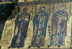 Cefalù cathedral, mosaics, north wall of choir, Sts. Gregory, Augustine and Silvester