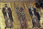 Cefalù cathedral, south wall of choir, Sts. Basil, John Chrysostom and Gregory of Nazienzus